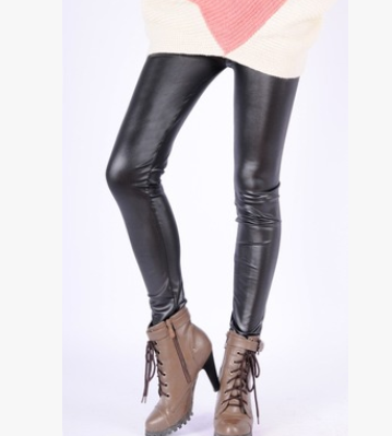 Leggins de Cuero Sintético Elástico Slim Fit para Mujer - Pantalones Ajustados Otoño Primavera - Image 3