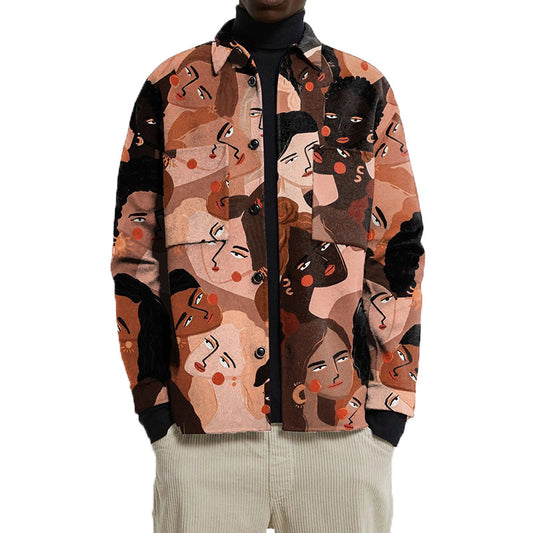 Chaqueta Camisa Estampada Solapa Simple para Hombre - Image 2
