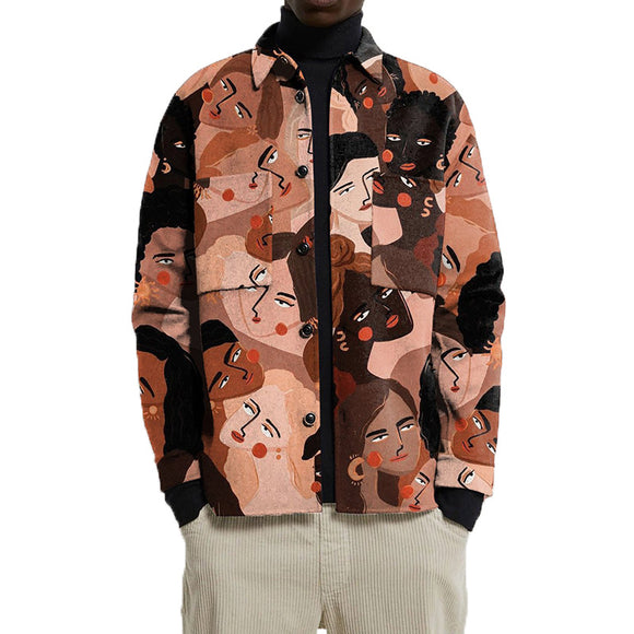 Chaqueta Camisa Estampada Solapa Simple para Hombre