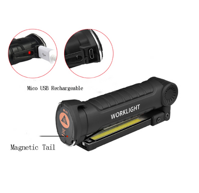 Linterna Táctica LED COB Recargable USB Impermeable con Imán y Gancho - Image 8
