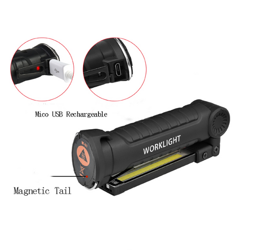 Linterna Táctica LED COB Recargable USB Impermeable con Imán y Gancho - Image 8