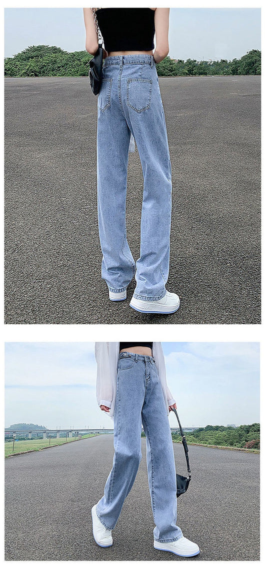 Pantalones Vaqueros Talle Alto Cintura Ajustable Corte Recto Holgado - Image 17