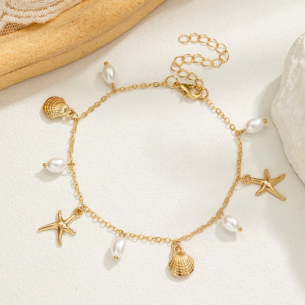 Adjustable Alloy Starfish Charm Anklet for Women