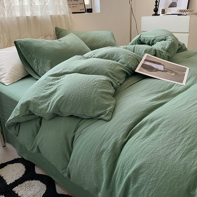 Juego de Cama 4 Piezas Algodón Lavado Efecto Arena Color Sólido - Image 19