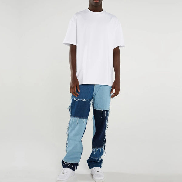 Jeans Hombre Contraste de Colores - Estilo Fronterizo Moderno