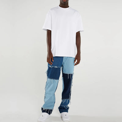 Jeans Hombre Contraste de Colores - Estilo Fronterizo Moderno