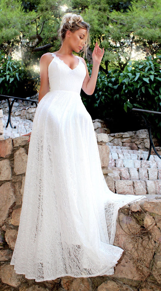 Vestido Escote V con Encaje y Tirantes - Image 4
