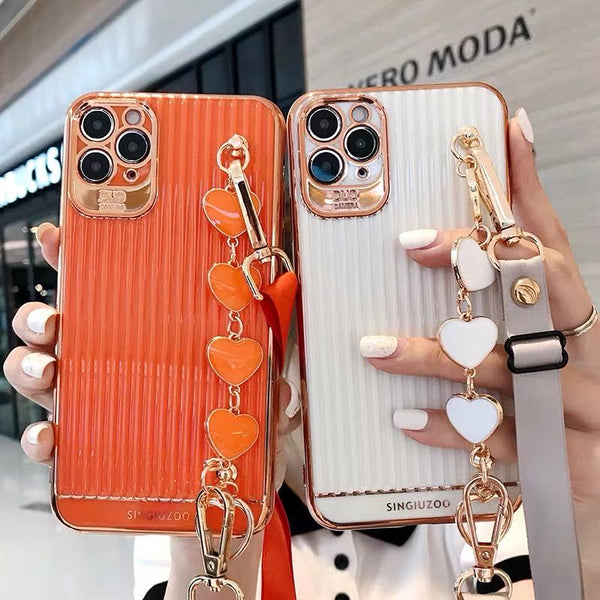 Funda Protectora de Silicona Blanda Compatible con Apple con Correa de Muñeca Antigolpes
