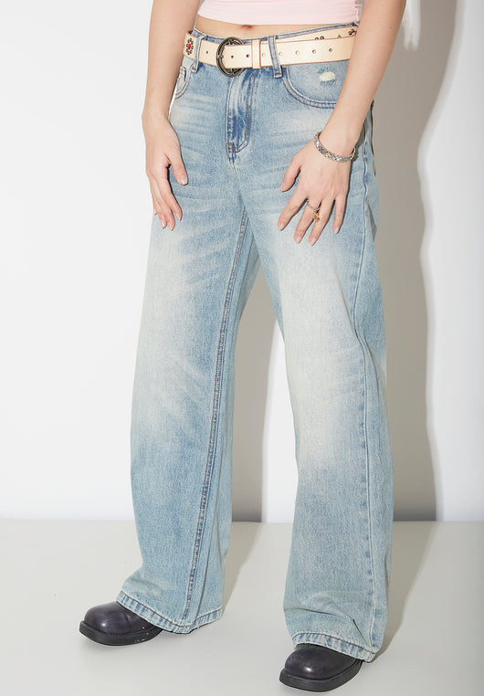 Pantalones Vaqueros de Pierna Ancha Cintura Alta para Mujer - Image 11