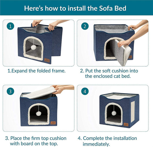 Casita Felina Plegable 2 en 1 - Taburete y Refugio para Gatos - Image 9