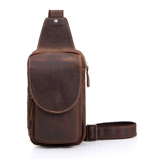 Bolsa de Pecho Vintage Cuero Crazy Horse - Bandolera Deportiva para Hombre - Image 7
