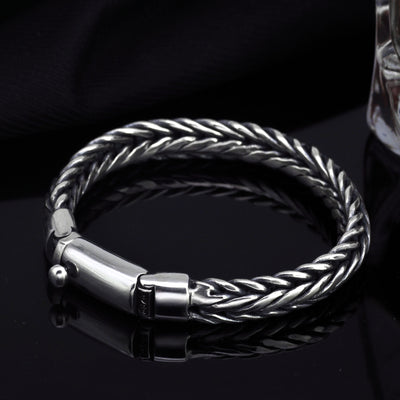 Pulsera Tejida en Plata S925 Estilo Quilla para Hombre - Image 3