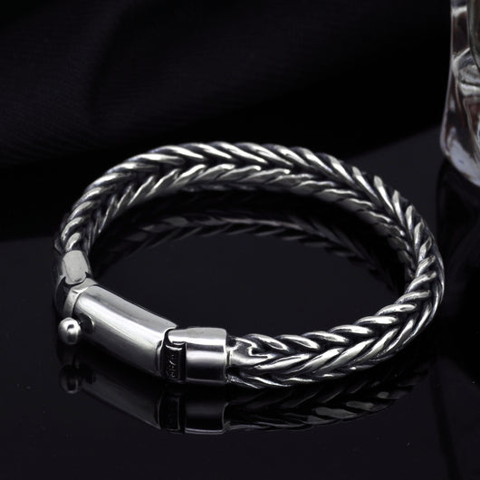 Pulsera Tejida en Plata S925 Estilo Quilla para Hombre - Image 3