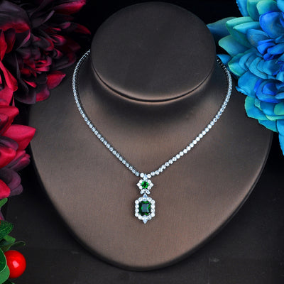 Juego de Collar y Aretes Minimalista Verde Oscuro - Image 6