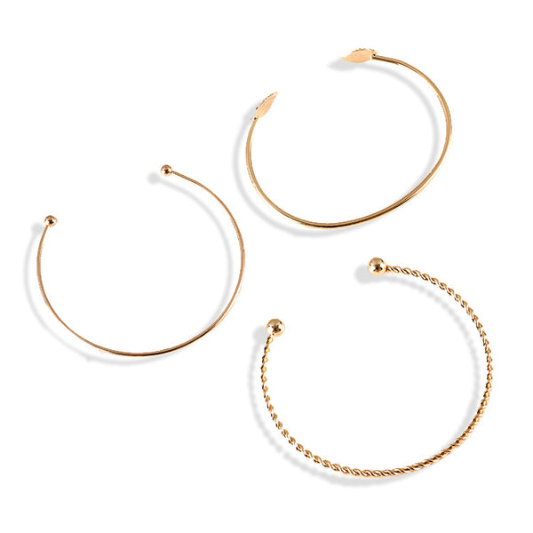 Pulsera de Tres Piezas con Hojas de Personalidad Simple