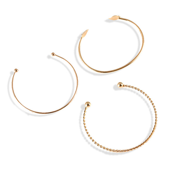 Pulsera de Tres Piezas con Hojas de Personalidad Simple