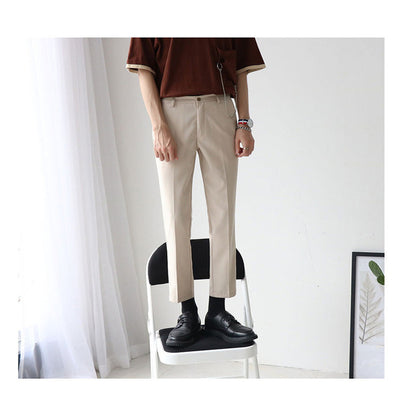 Pantalón Casual Slim Fit de Nueve Puntos Estilo Británico