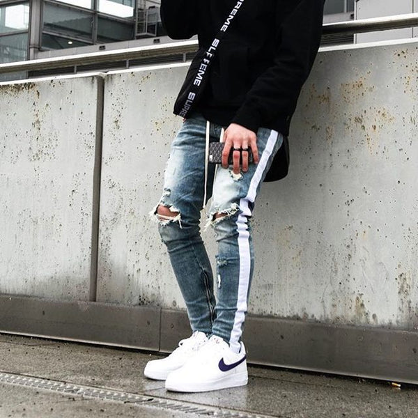 Jeans Ajustados Rotos con Tobillera