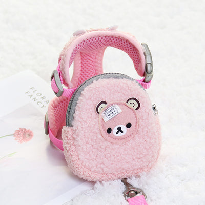 Mochila de Mascotas Fleece con Arnés Pecho y Cuerda de Tracción - Image 13