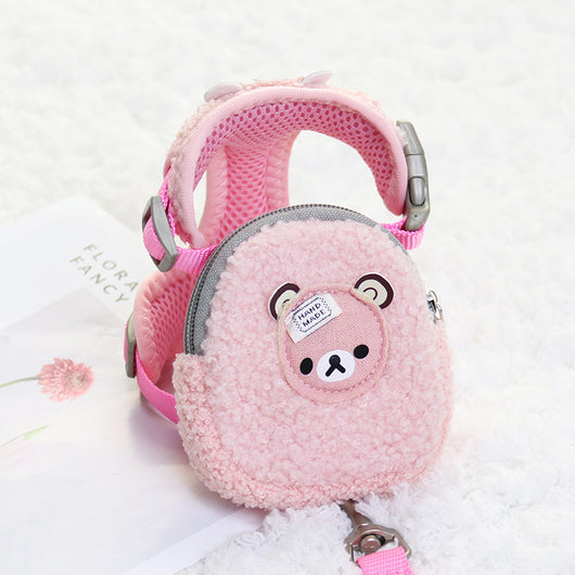 Mochila de Mascotas Fleece con Arnés Pecho y Cuerda de Tracción - Image 13