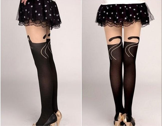 Medias Largas Estilo Harajuku con Diseño de Gato Kawaii - Image 4