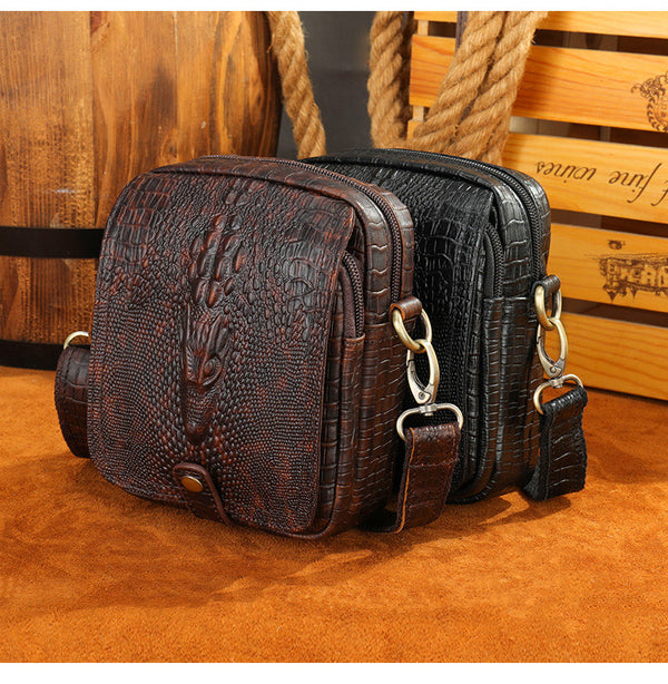 Bolsa Bandolera de Cuero Genuino con Diseño Diagonal para Hombre