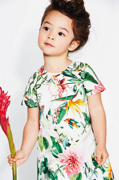 Vestido Infantil de Algodón con Estampado Floral Jacquard - Image 16