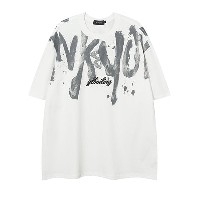 Camiseta Hombre Estilo Retro Americano con Estampado Graffiti - Image 3