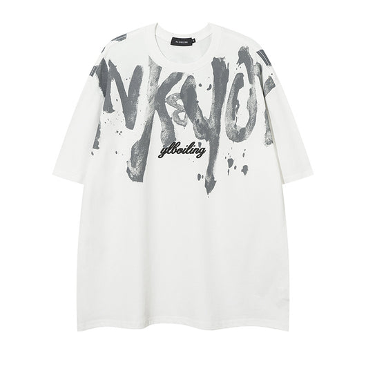 Camiseta Hombre Estilo Retro Americano con Estampado Graffiti - Image 3