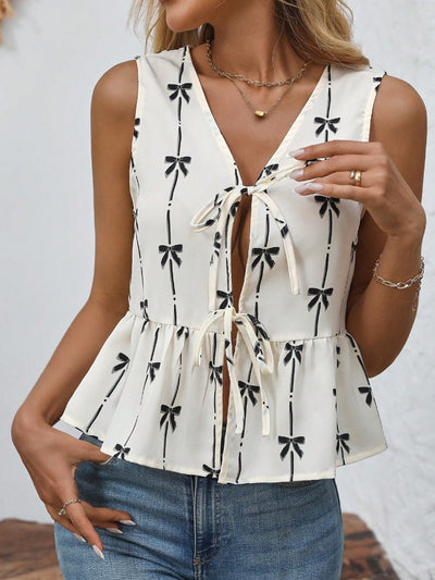 Chaleco Elegante Slim para Mujer con Escote V y Estampado de Moño - Image 10