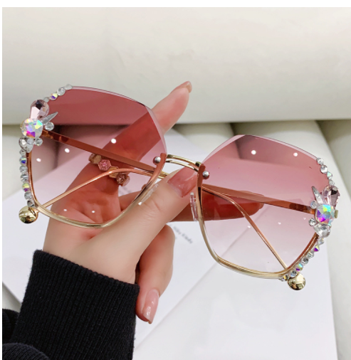 Gafas de Sol Frameless con Cristales de Diamante y Protección UV Morado - Image 6