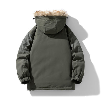 Abrigo Grueso para Hombre con Cuello de Piel - Otoño e Invierno - Image 4