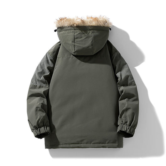 Abrigo Grueso para Hombre con Cuello de Piel - Otoño e Invierno - Image 4