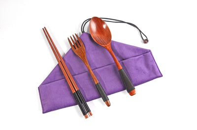 Juego de 4 Cucharas y Palillos de Madera Japonesa para Mesa - Image 11