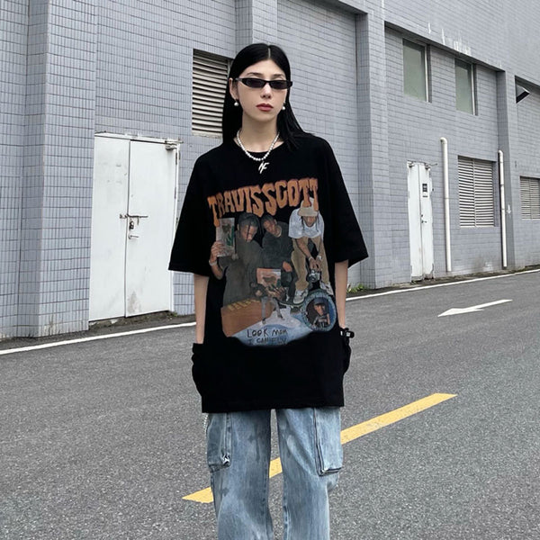 Camisa Oversize Estilo Urbano Retro Vintage