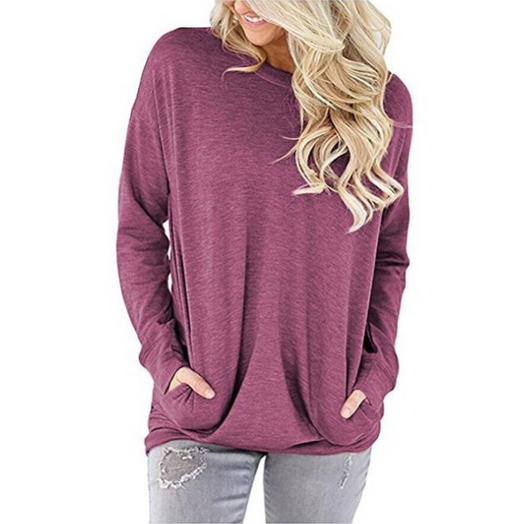 Playera Manga Larga Cuello Redondo con Bolsillo y Detalles Decorativos para Mujer - Image 12