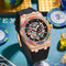 Reloj Automático para Hombre con Banda de Silicona Arcoíris y Diamantes