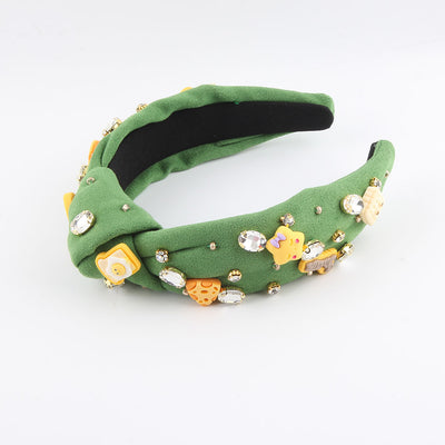 Diadema Anudada con Diamantes de Tela Verde Estilo Europeo y Americano - Image 22