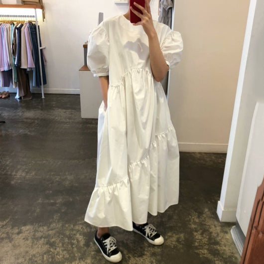 Vestido con Mangas Voluminosas Fruncidas - Image 4