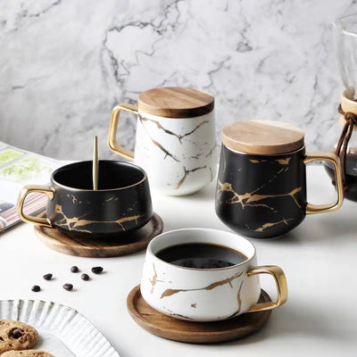 Taza de cerámica con acabado dorado - Image 5
