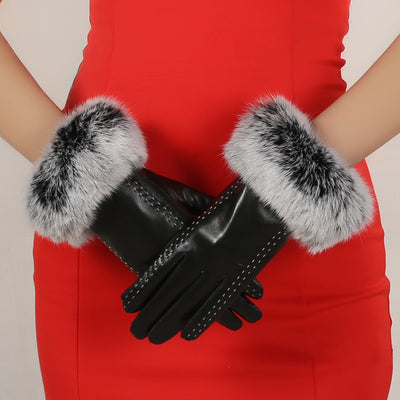 Guantes de Cuero Blanco con Líneas Paralelas - Image 4