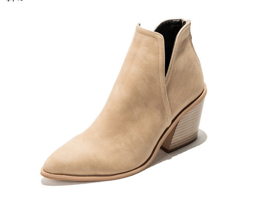 Botas Cortas Leopardo Mujer Tacón Alto Grueso Punta Fina - Image 5