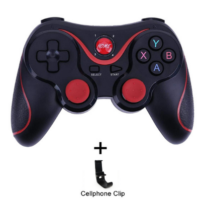 White and red wireless Bluetooth game controller with a black cellphone clip for Android mobile gaming. - Image 14