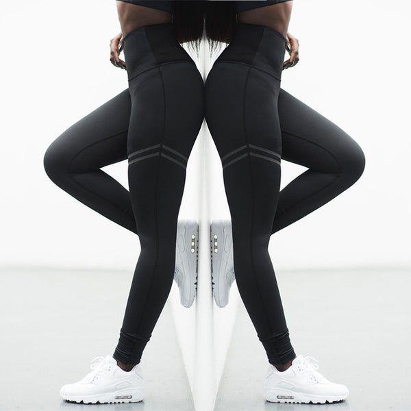 Pantalones Yoga Cintura Alta Rayas Elásticos - Leggins Deportivos 7/8