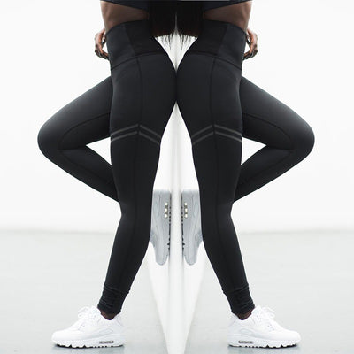 Pantalones Yoga Cintura Alta Rayas Elásticos - Leggins Deportivos 7/8 - Image 2