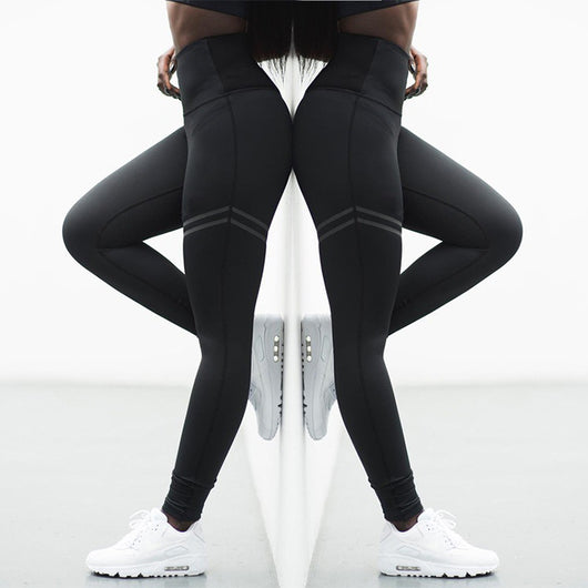 Pantalones Yoga Cintura Alta Rayas Elásticos - Leggins Deportivos 7/8 - Image 2