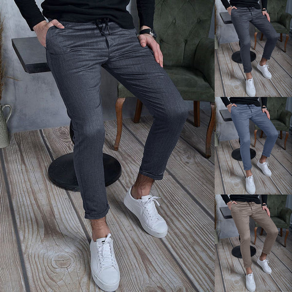 Pantalones Casuales para Hombre con Textura Sólida Otoño Invierno