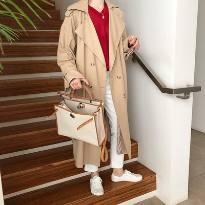 Abrigo Trench Coat Doble Botonadura - Corte Suelto y Ajustado - Image 3