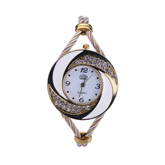 Pulsera Reloj de Diamantes con Trenzado