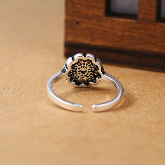 Anillo de Loto Vintage Plata Tailandesa para Mujer